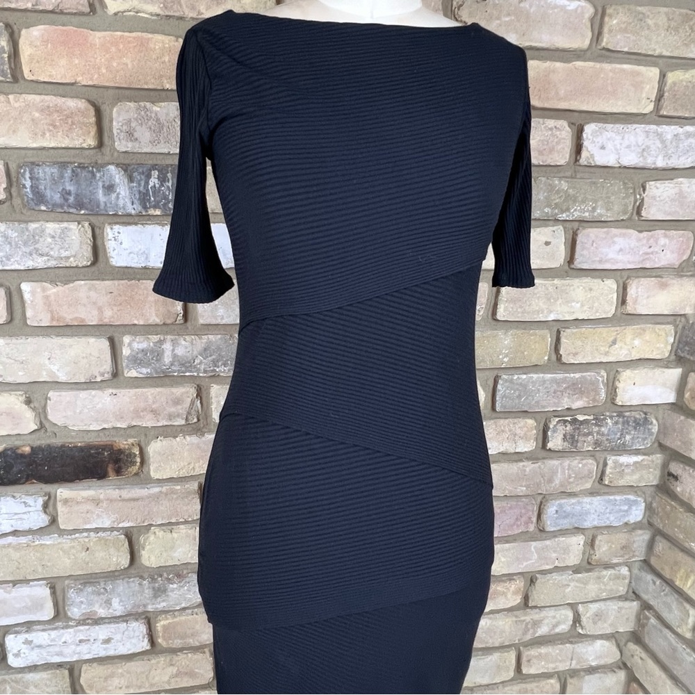 Bailey 44 Solid Black Ribbed Stretch Knit Column … - image 3